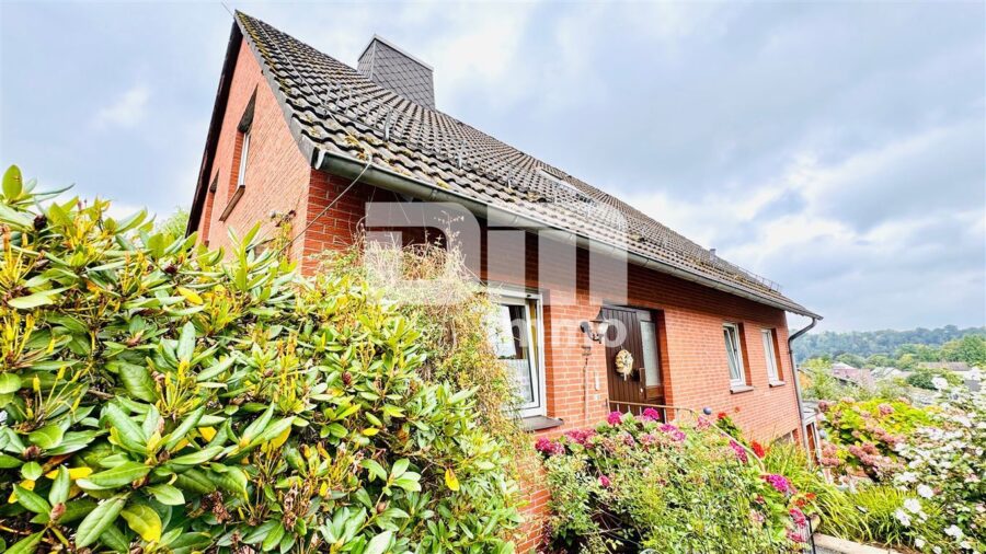 Modernisiertes Einfamilienhaus mit Einliegerwohnung, Wintergarten, Sauna und 2 Garagen - Frontansicht